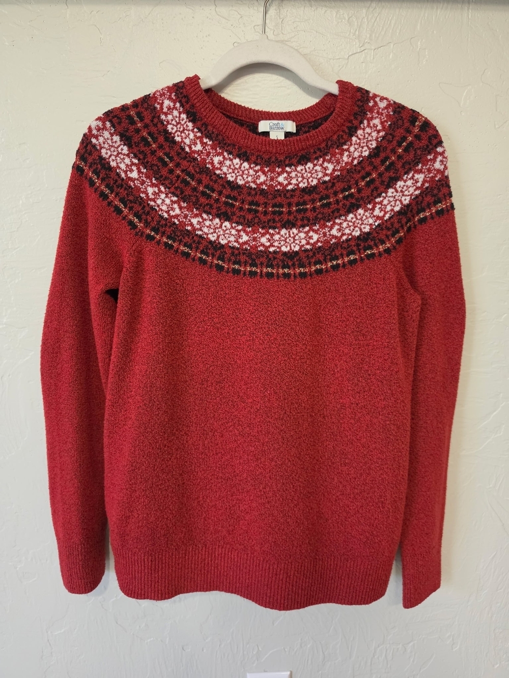 croft & barrow Red Fair Isle Pattern Crewneck Sweater